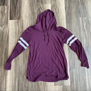Burgundy Striped hoodie Tee